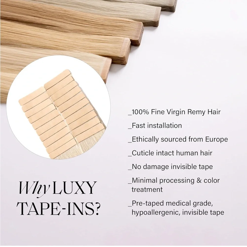 Luxy Beige Blonde Remy Human Hair 26 Inch Tape In Hair Extensions